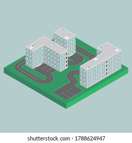 Vector background city road. Isometric view city. Isolated illustration.