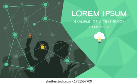 Vector background. Cloud computing concept. Man and the World Wide Web