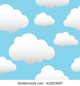 
Vector background with clouds. White clouds on a blue background. Seamless texture