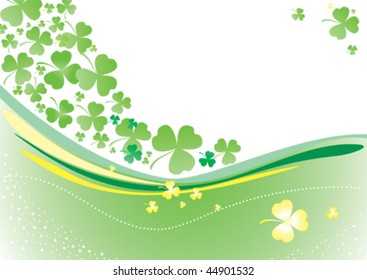Vector background with clover leafs and shapes
