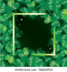 Vector background with clover leaves. Irish symbol. St. Patrick's Day background. Template for design card, invitation, banner, festive decorations