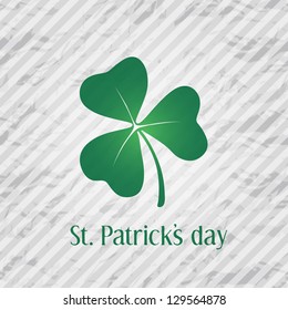 Vector background with clover for St. Patrick's Day. Seamless pattern on the background. Structure of crumpled paper. Striped repeating texture