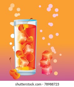 Vector background with cocktail and cherry