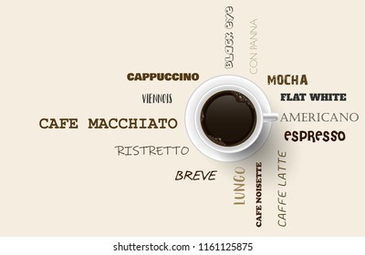 Vector background with coffee beans. 3d illustration.