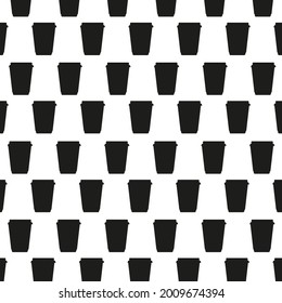 Vector background from coffee glasses. Silhouette color black. Staggered glasses