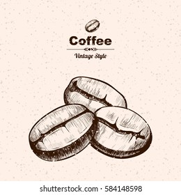 Vector background with coffee . Hand drawn. Vintage style