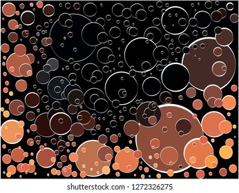 Vector background of cola bubbles. Sparkling bubbles
