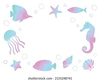 vector background with a collection of marine life for banners, cards, flyers, social media wallpapers, etc.