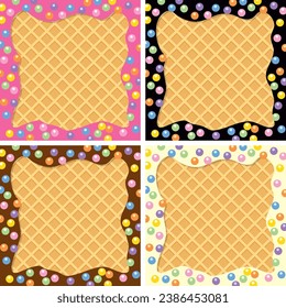 vector background collection of wafer and cream with sprinkles. eps10