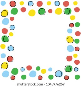 Vector background with color circles. Colorful polka dots frame. Abstract vector illustration. Creative geometric background with colored spots.