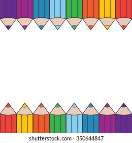 Vector background with color pencils. Back to school. 