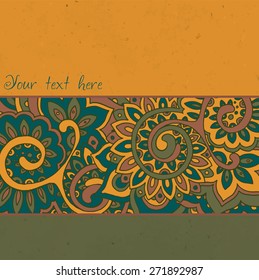 Vector background with color strips and floral pattern 