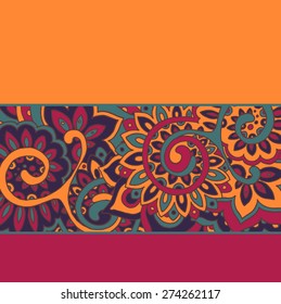 Vector background with color strips and floral pattern. 