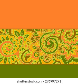 Vector background with color strips and floral pattern 
