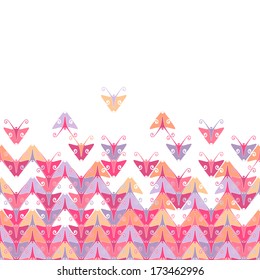 Vector background with color stylized silhouettes of butterflies. 