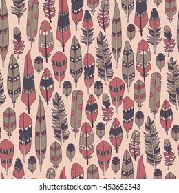 Vector background with colored abstract feathers