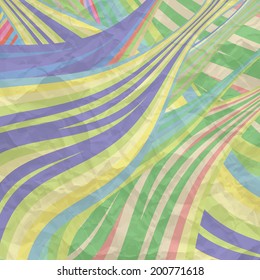vector background with colored lines and texture of crumpled paper