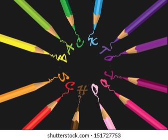 Vector background with colored pencils 