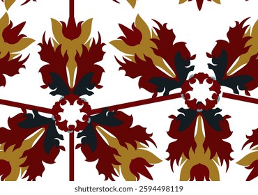 Vector background of colored plant shapes.