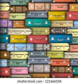 Vector background of colored suitcases