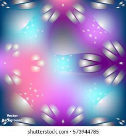 Vector background with colorful abstract ornament, neon glow bright light abstract background with purple and blue colors