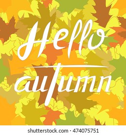 Vector background with colorful autumn leaves and text. 