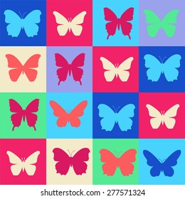 Vector Background with colorful butterfly. Colorful Summer pattern - Illustration. 