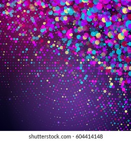 Vector background with colorful confetti. Abstract dotted retro texture