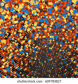 Vector background with colorful confetti. Abstract dotted retro texture