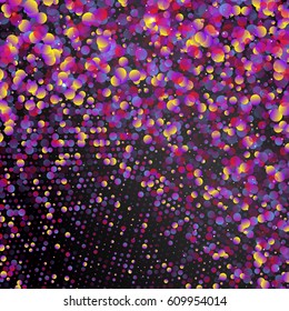 Vector background with colorful confetti. Abstract dotted retro texture.