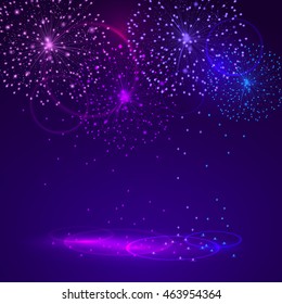 Vector background with colorful fireworks and light effect for design festive posters. File contains clipping mask.