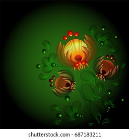 Vector background with colorful flowers National Ethnic painting