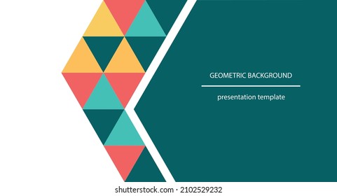 vector background with colorful geometric design, copy space on dark green