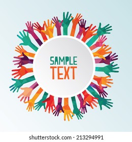 Vector background. colorful up hands