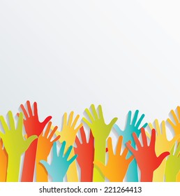 Vector background. colorful up hands