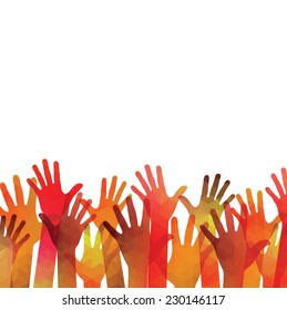 Vector background. colorful up hands