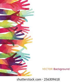 Vector background. colorful up hands