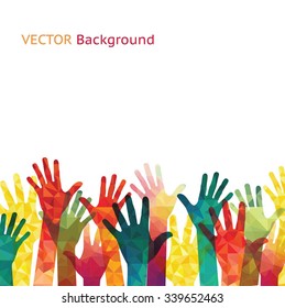 Vector background. colorful up hands