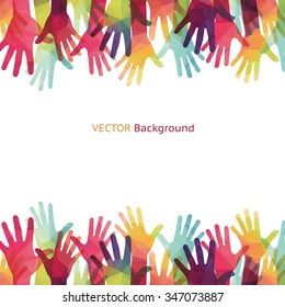 Vector background. colorful up hands