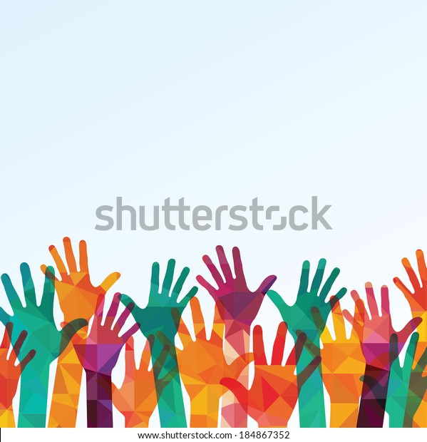 Vector background. colorful\
up hands