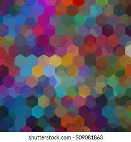 Vector background with colorful hexagons. Can be used in cover design, book design, website background. Vector illustration. Pink, blue, green, brown, orange colors