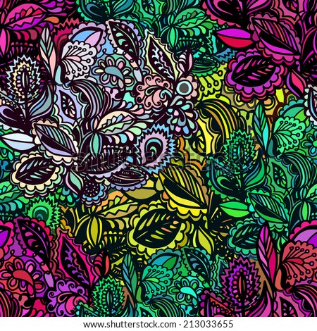 vector background with colorful leaves and flowers
