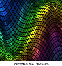 Vector background with colorful lights. Abstract spectrum dark background with colored sparkles. EPS10 vector. Sparkling vector backgrounds. Abstract bright disco mosaic with circles and light spots.