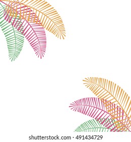 Vector background with colorful palm leaves. 