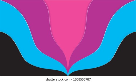 Vector background in colorful paper cut style. Like black, blue, purple and pink.
