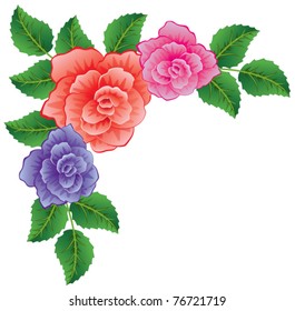 vector background of colorful roses with leaves