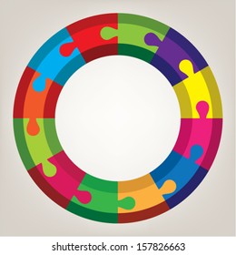 vector background of colorful round puzzle