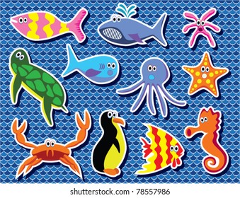 vector background of colorful sea animals