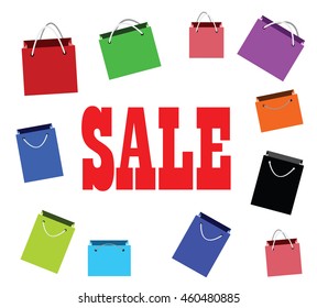 Vector Background with colorful shopping bags

