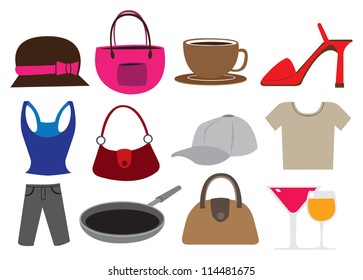 Vector background with colorful shopping icons